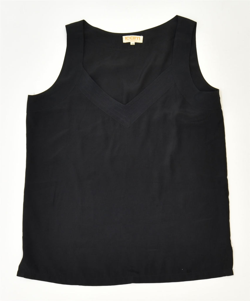 ICAM Womens Vest Top IT 42 Medium Black Polyester Classic Vintage | Vintage | Thrift | Second-Hand | Used Clothing | Messina Hembry 