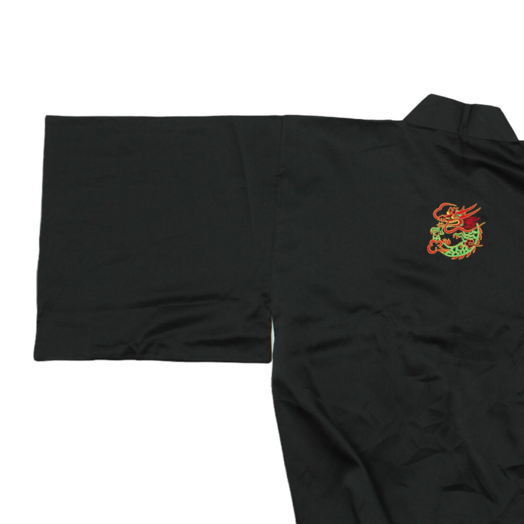 Vintage Womens Long Black Polyester Embroidered Dragon Kimono | High End VTG | Vintage Messina Hembry | Thrift | Second-Hand Messina Hembry | Used Clothing | Messina Hembry 