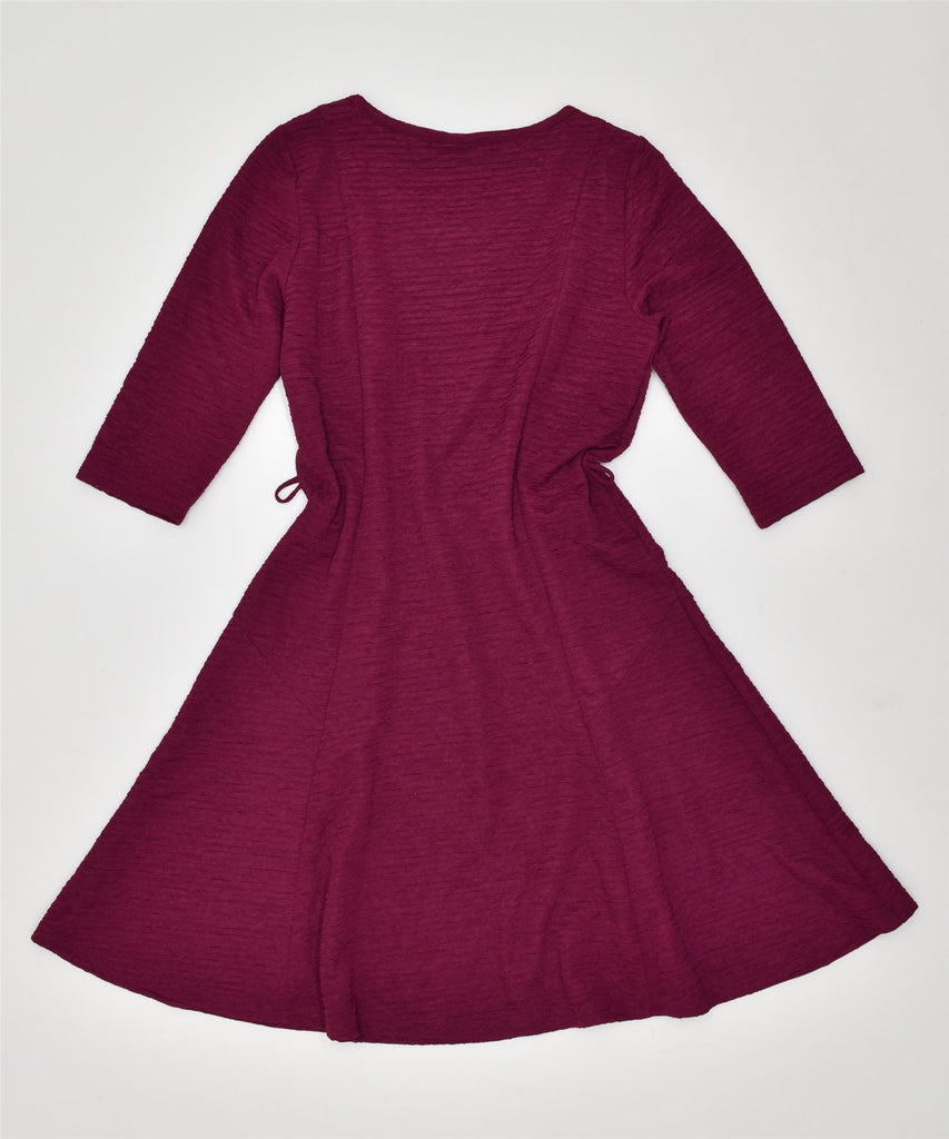 NINA LEONARD Womens 3/4 Sleeve A-Line Dress UK 16 Large Maroon Vintage | Vintage | Thrift | Second-Hand | Used Clothing | Messina Hembry 