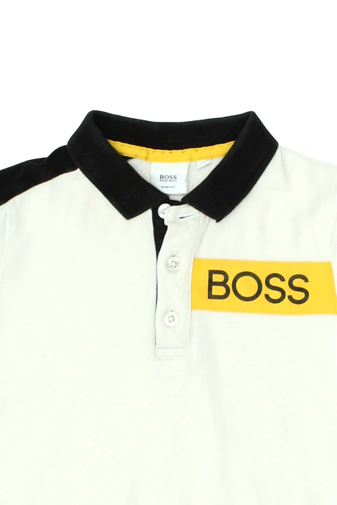 Hugo Boss Kids Button Up Polo Shirt | Vintage High End Luxury Designer White VTG | Vintage Messina Hembry | Thrift | Second-Hand Messina Hembry | Used Clothing | Messina Hembry 