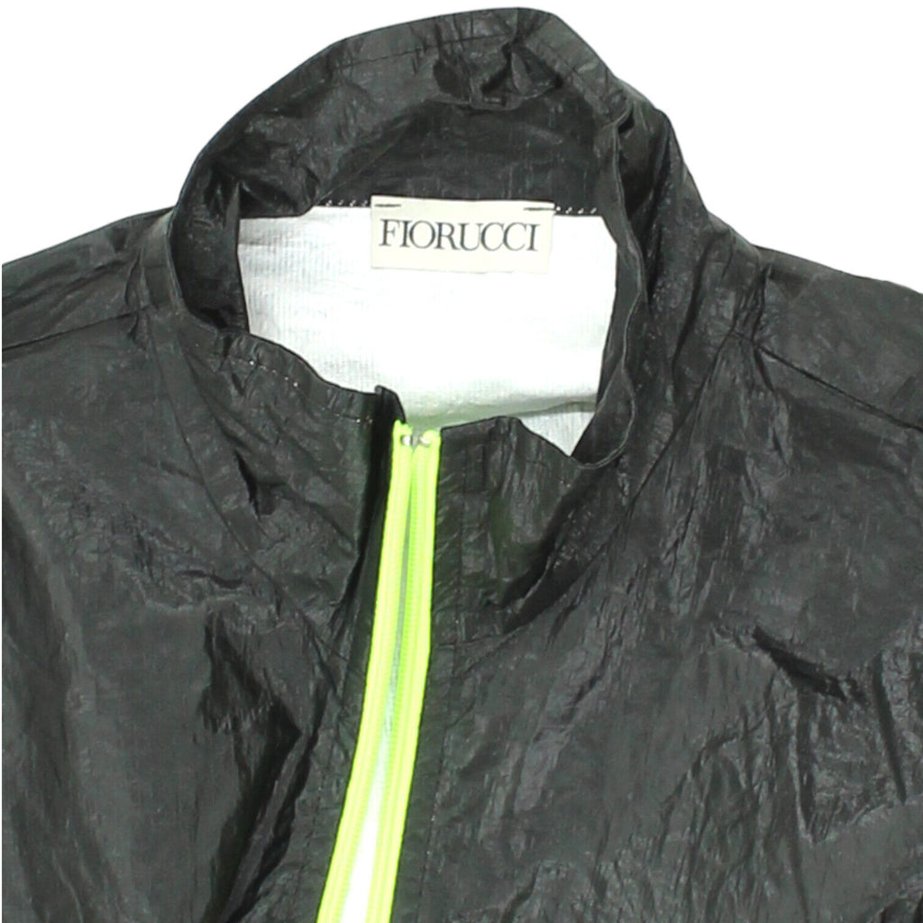 Fiorucci Fluroscent Mens Black Lightweight Black Rain Jacket | Designer VTG | Vintage Messina Hembry | Thrift | Second-Hand Messina Hembry | Used Clothing | Messina Hembry 