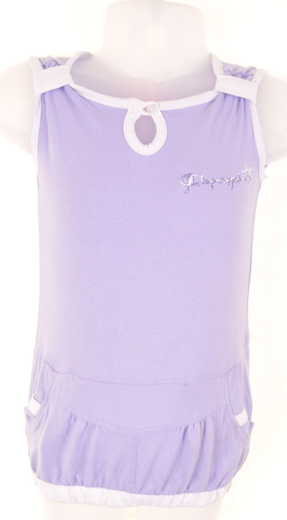 CHAMPION Girls Bubble Dress 6-9 Months XS Purple Cotton - Second Hand & Vintage Designer Clothing - Messina Hembry