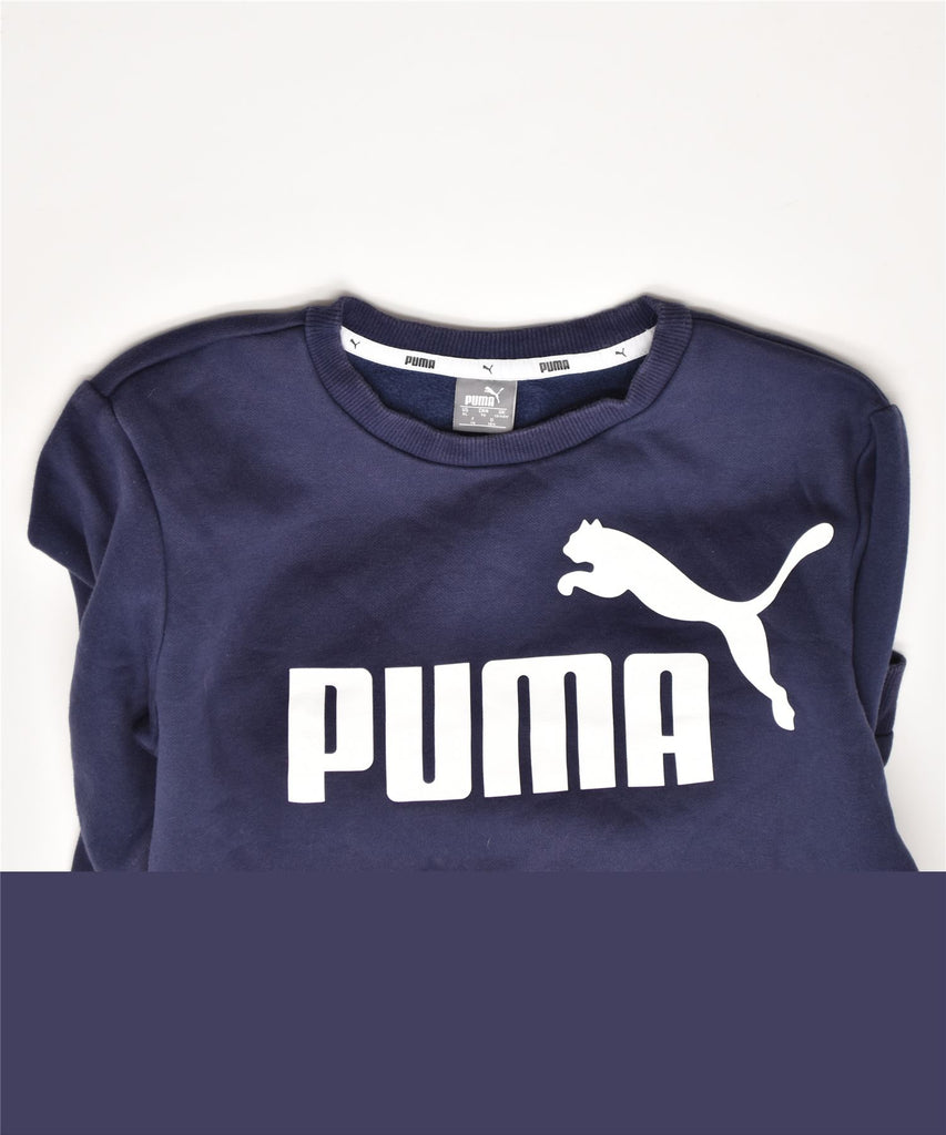 PUMA Boys Graphic Sweatshirt Jumper 13-14 Years Navy Blue Cotton | Vintage | Thrift | Second-Hand | Used Clothing | Messina Hembry 