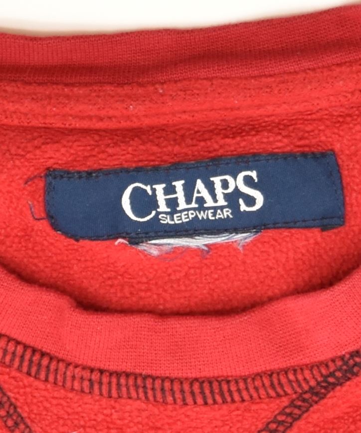 CHAPS Mens Fleece Crew Neck Jumper Sweater Medium Red Polyester