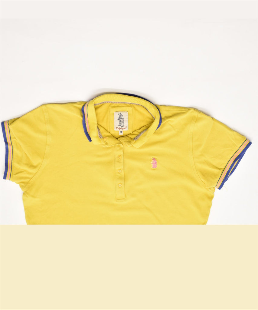 REFRIGUE Womens Slim Fit Polo Shirt UK 18 XL Yellow Cotton Vintage | Vintage | Thrift | Second-Hand | Used Clothing | Messina Hembry 