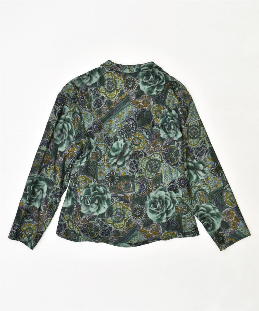 VINTAGE Womens Blouse Top UK 14 Medium Green Floral | Vintage | Thrift | Second-Hand | Used Clothing | Messina Hembry 