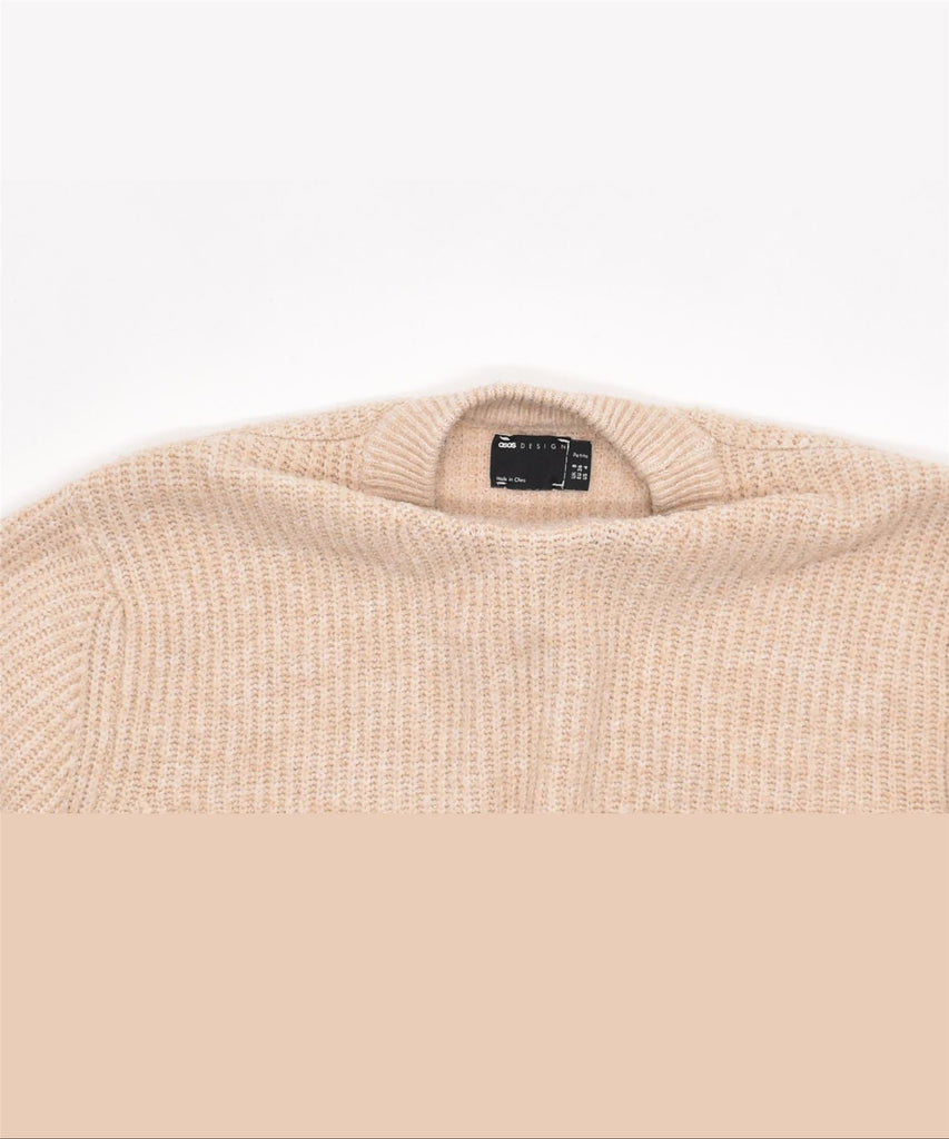 ASOS Womens Oversized Crew Neck Jumper Sweater UK 8 Small Beige Polyester | Vintage | Thrift | Second-Hand | Used Clothing | Messina Hembry 