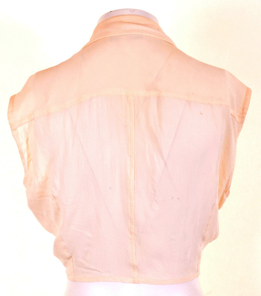 SPORTSTAFF Womens Crop Shirt Sleeveless Size 10 Small Beige Viscose - Second Hand & Vintage Designer Clothing - Messina Hembry