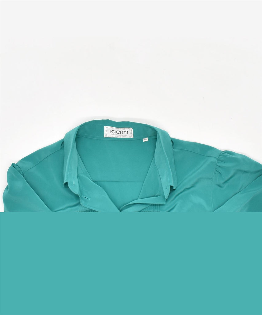 ICAM INTERNATIONAL Womens Shirt Blouse IT 48 XL Turquoise Polyester | Vintage | Thrift | Second-Hand | Used Clothing | Messina Hembry 