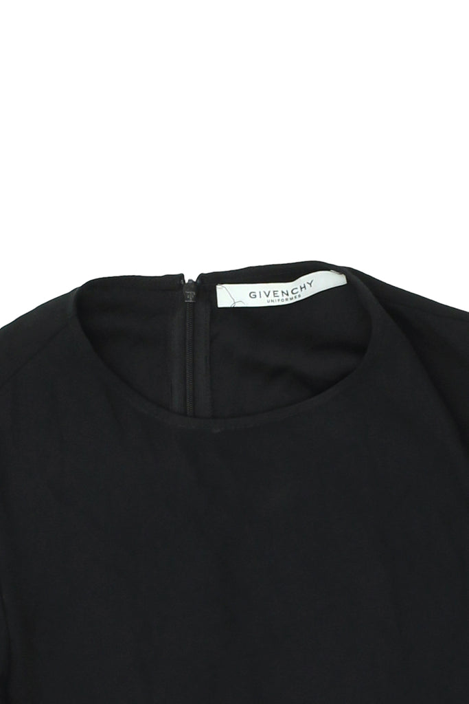 Givenchy Uniformes Women's Long Sleeve Top | Vintage Polyester Designer Black | Vintage Messina Hembry | Thrift | Second-Hand Messina Hembry | Used Clothing | Messina Hembry 