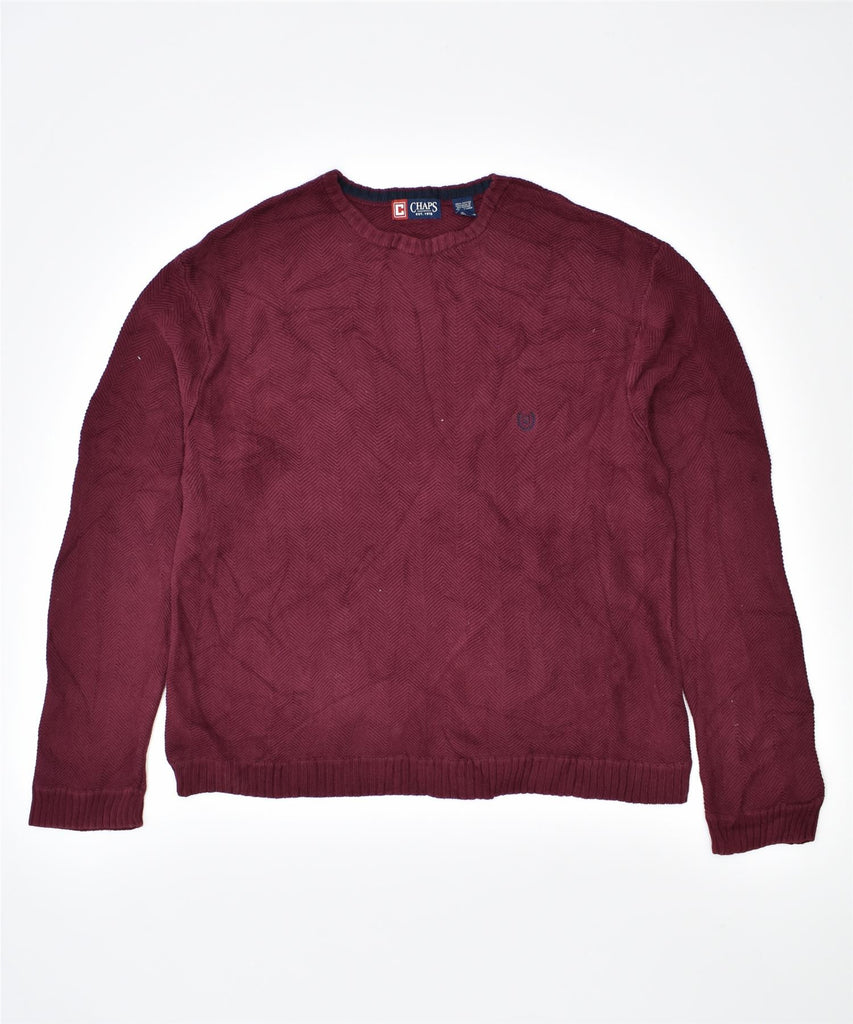 CHAPS Mens Crew Neck Jumper Sweater 2XL Maroon Cotton | Vintage | Thrift | Second-Hand | Used Clothing | Messina Hembry 