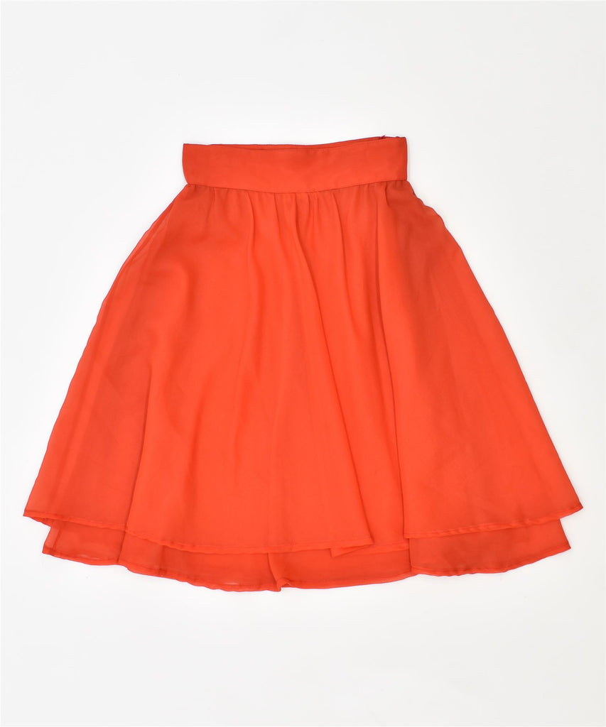 VINTAGE Womens Wrap A-Line Skirt IT 44 Medium W25 Orange Polyester | Vintage | Thrift | Second-Hand | Used Clothing | Messina Hembry 