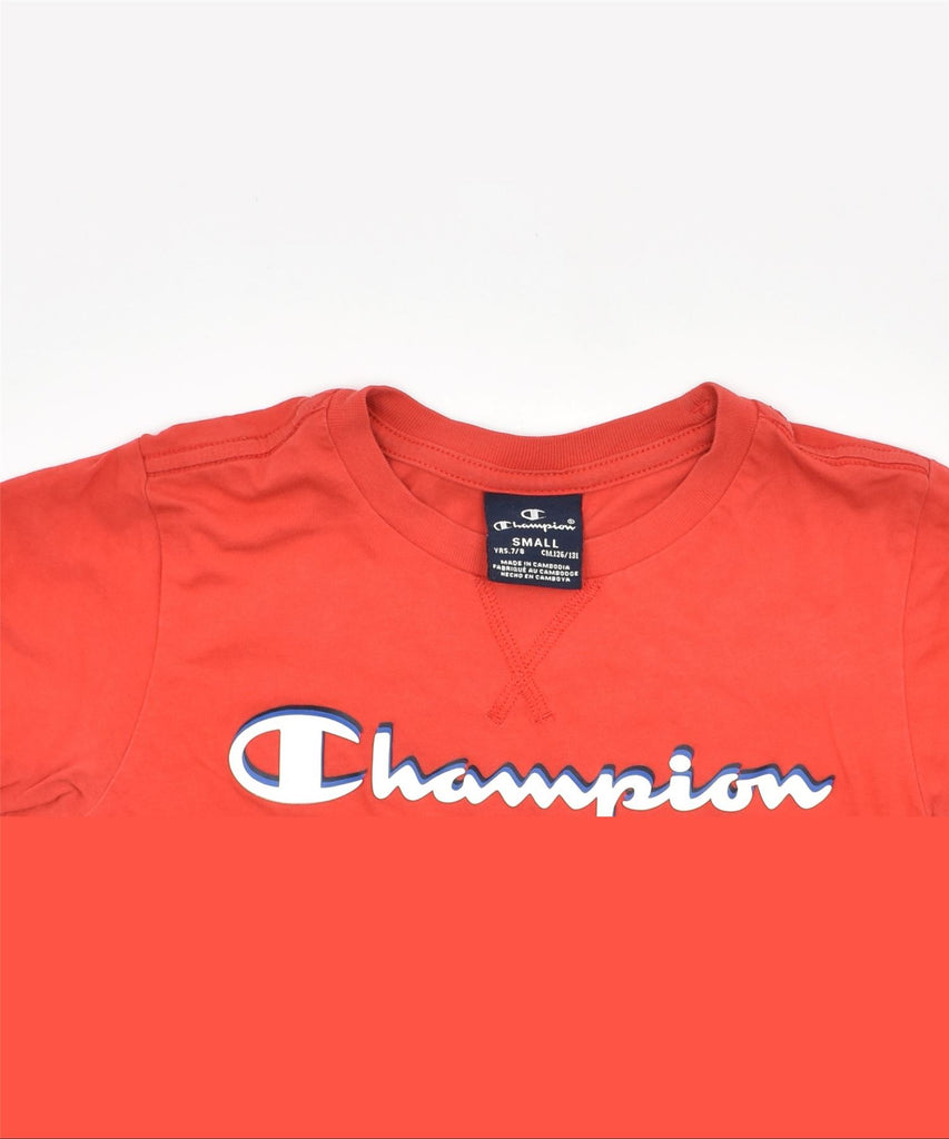 CHAMPION Boys Graphic T-Shirt Top 7-8 Years Small Red Cotton | Vintage | Thrift | Second-Hand | Used Clothing | Messina Hembry 