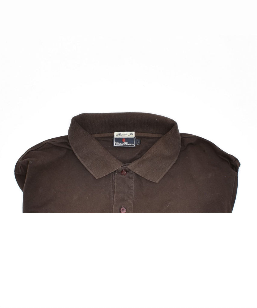 CONTE OF FLORENCE Mens Polo Shirt Large Brown Cotton | Vintage | Thrift | Second-Hand | Used Clothing | Messina Hembry 