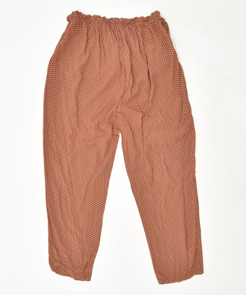 VINTAGE Womens High Waist Harem Trousers W24 L25 Brown Polka Dot Viscose | Vintage | Thrift | Second-Hand | Used Clothing | Messina Hembry 