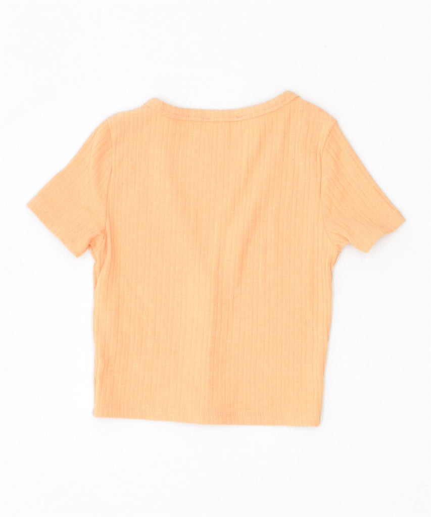 PULL & BEAR Womens Slim Fit Crop Top UK 8 Small Yellow Cotton | Vintage | Thrift | Second-Hand | Used Clothing | Messina Hembry 