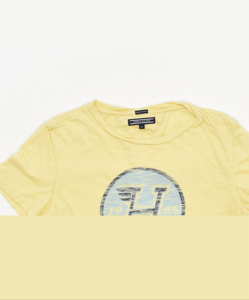 TOMMY HILFIGER Girls Graphic T-Shirt Top 11-12 Years Yellow Cotton | Vintage | Thrift | Second-Hand | Used Clothing | Messina Hembry 