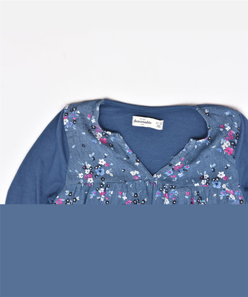 ABERCROMBIE & FITCH Girls Tunic Top 11-12 Years Blue Floral Polyester | Vintage | Thrift | Second-Hand | Used Clothing | Messina Hembry 