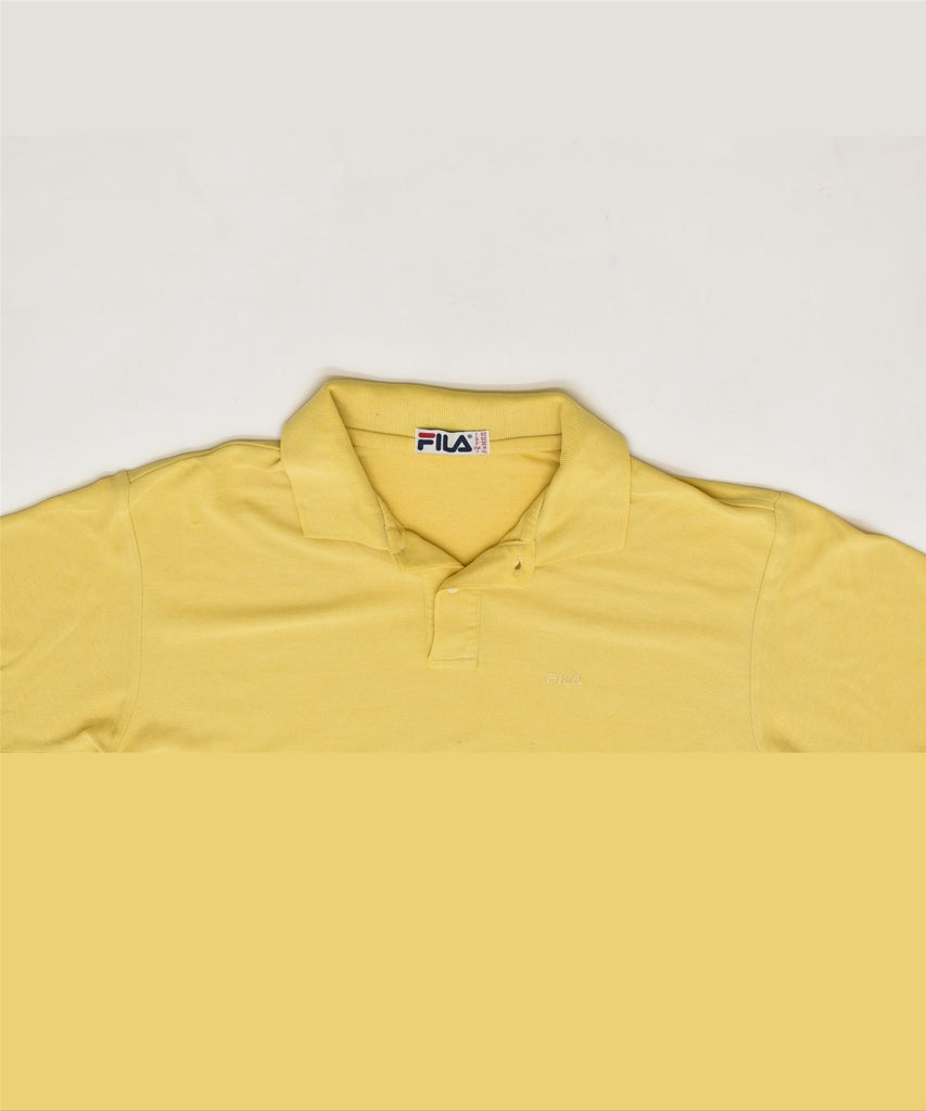 FILA Mens Polo Shirt IT 50 Medium Yellow Cotton | Vintage | Thrift | Second-Hand | Used Clothing | Messina Hembry 