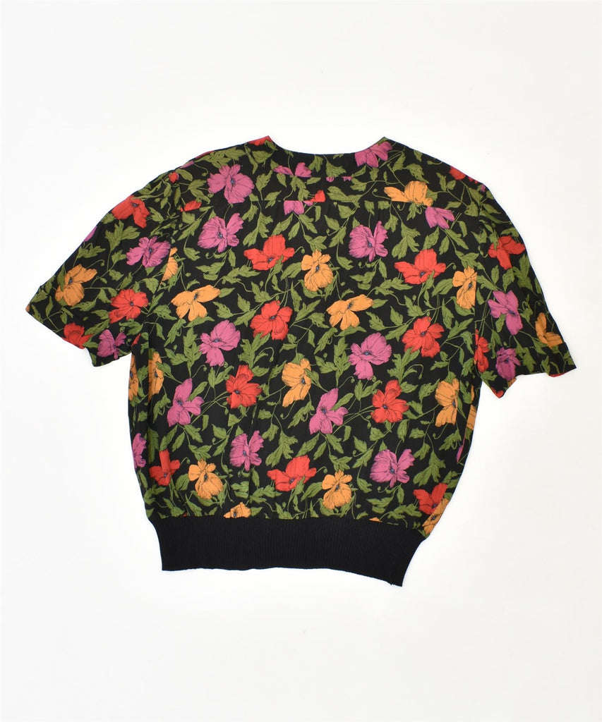 GIORGIO VALERI Womens Short Sleeve Shirt Blouse UK 20 2XL Black Viscose | Vintage | Thrift | Second-Hand | Used Clothing | Messina Hembry 