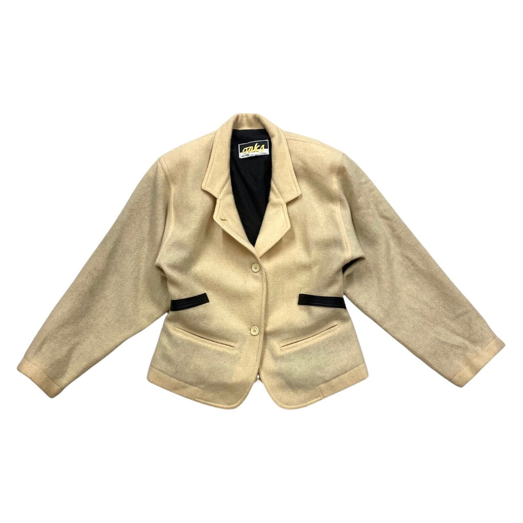 Oaks By Ferre Women's Wool Jacket | Vintage High End Luxury Designer Beige VTG | Vintage Messina Hembry | Thrift | Second-Hand Messina Hembry | Used Clothing | Messina Hembry 