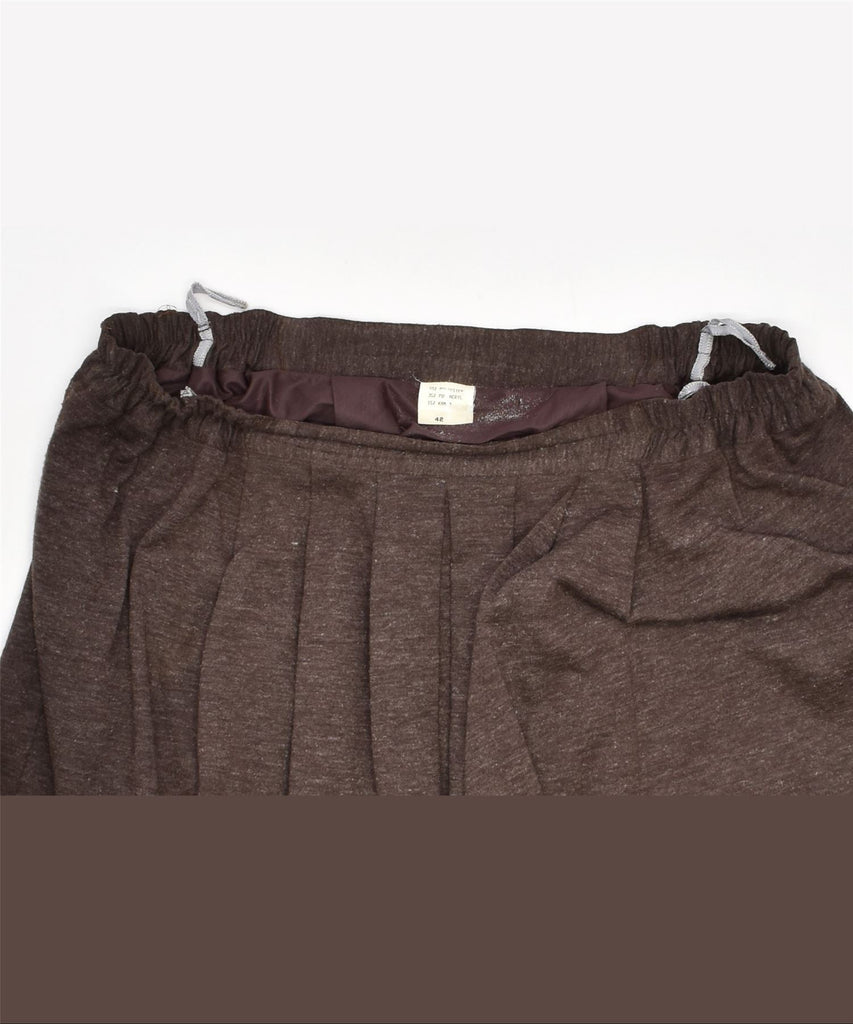 VINTAGE Womens Flared Skirt Large W34 Brown Polyester | Vintage | Thrift | Second-Hand | Used Clothing | Messina Hembry 