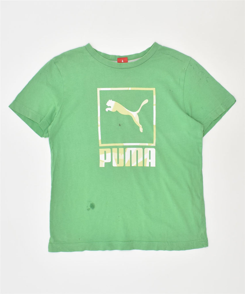 PUMA Boys Graphic T-Shirt Top 11-12 Years Green Cotton | Vintage | Thrift | Second-Hand | Used Clothing | Messina Hembry 