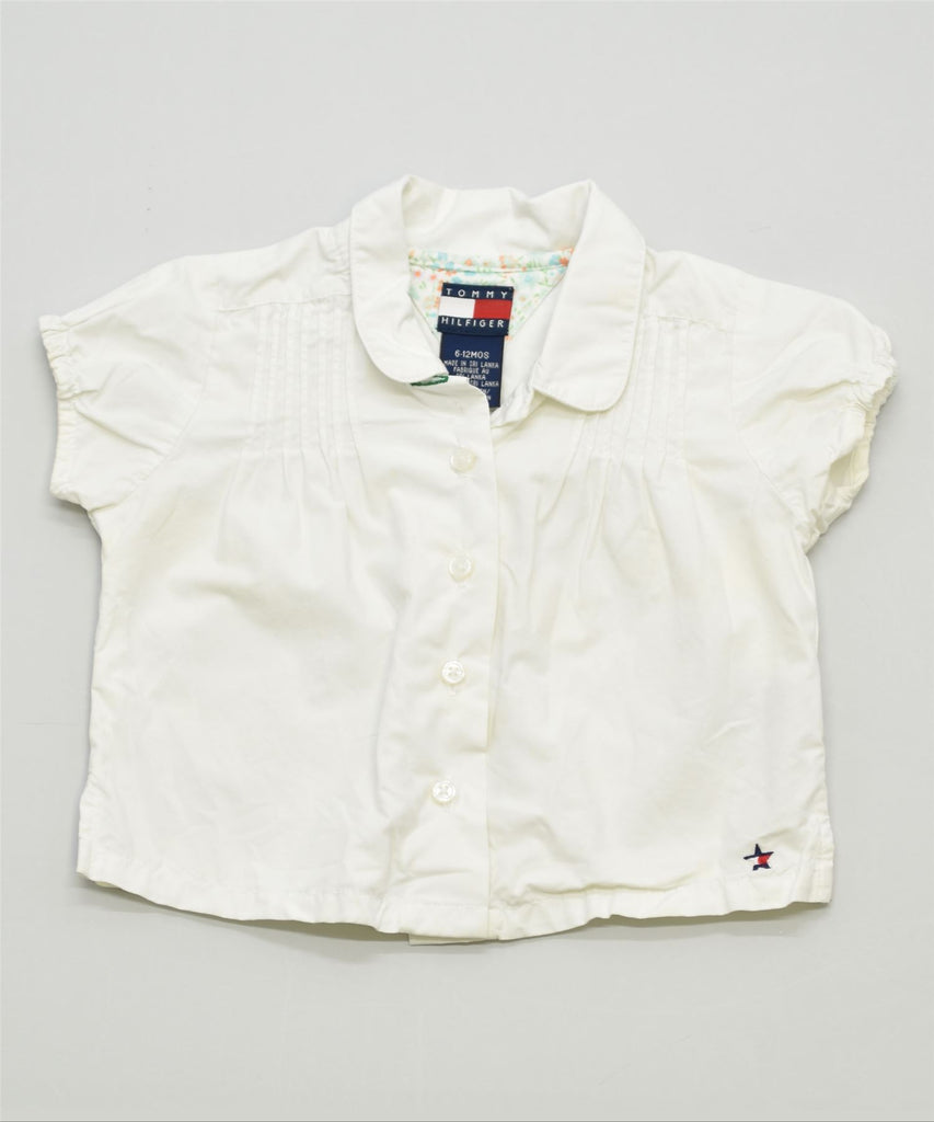 TOMMY HILFIGER Girls Short Sleeve Shirt 6-9 Months White Cotton | Vintage | Thrift | Second-Hand | Used Clothing | Messina Hembry 