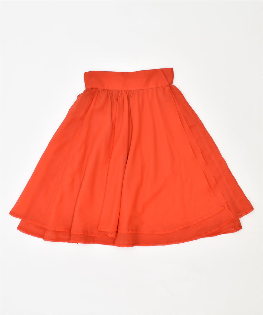 VINTAGE Womens Wrap A-Line Skirt IT 44 Medium W25 Orange Polyester | Vintage | Thrift | Second-Hand | Used Clothing | Messina Hembry 