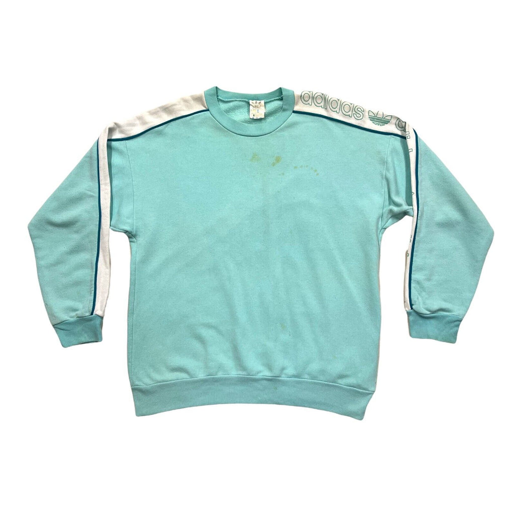 Adidas Originals Sweatshirt | Vintage 90s Retro Sportswear Jumper Sky Blue VTG | Vintage Messina Hembry | Thrift | Second-Hand Messina Hembry | Used Clothing | Messina Hembry 