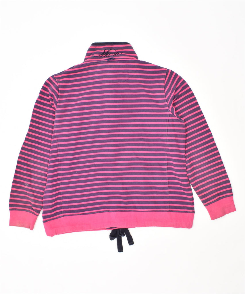 VINTAGE Womens Button Neck Sweatshirt Jumper UK 18 XL Pink Striped Cotton | Vintage | Thrift | Second-Hand | Used Clothing | Messina Hembry 