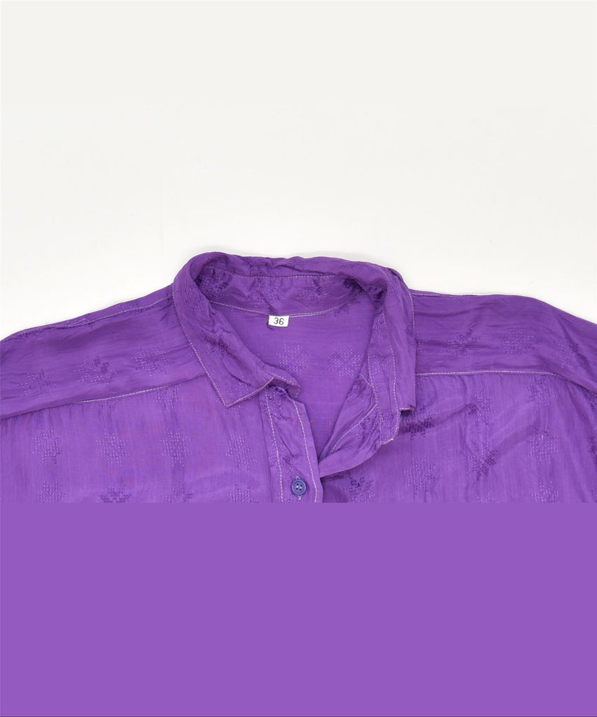 VINTAGE Womens Oversized Shirt EU 36 Small Purple Viscose Classic | Vintage | Thrift | Second-Hand | Used Clothing | Messina Hembry 