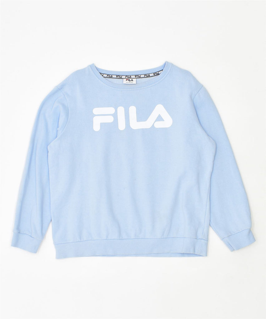 FILA Girls Loose Fit Graphic Sweatshirt Jumper 13-14 Years Blue Cotton | Vintage | Thrift | Second-Hand | Used Clothing | Messina Hembry 