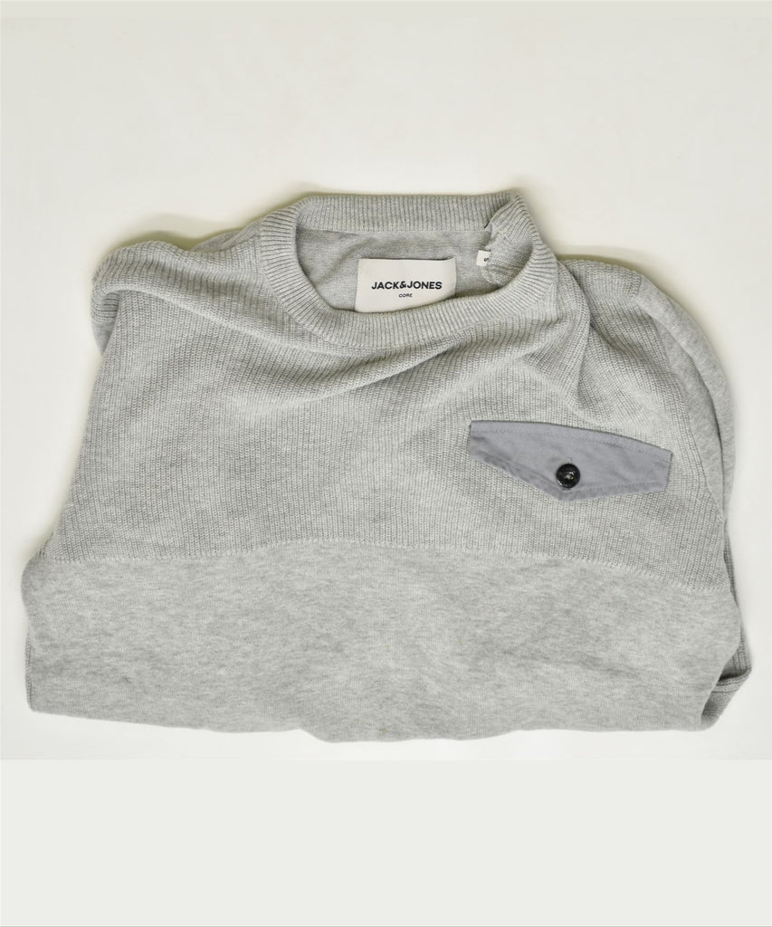 JACK & JONES Mens Core Crew Neck Jumper Sweater Small Grey Cotton | Vintage | Thrift | Second-Hand | Used Clothing | Messina Hembry 