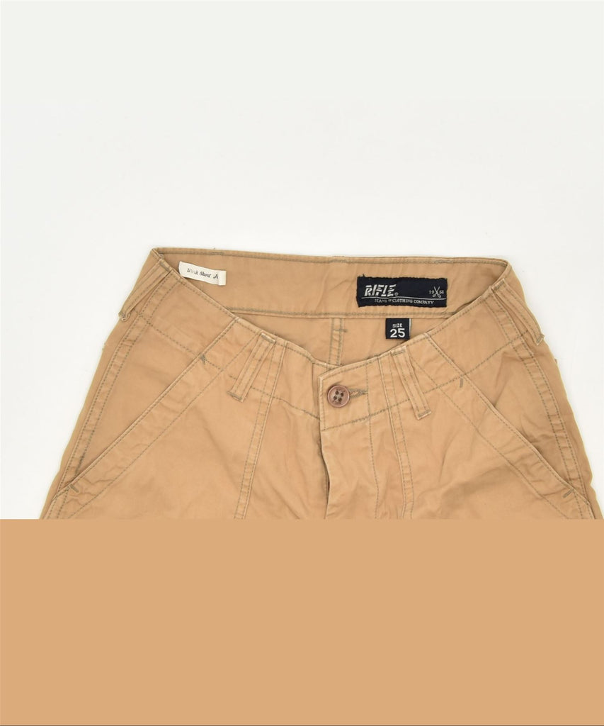 RIFLE Womens Chino Shorts W25 XS Brown Cotton Classic | Vintage | Thrift | Second-Hand | Used Clothing | Messina Hembry 