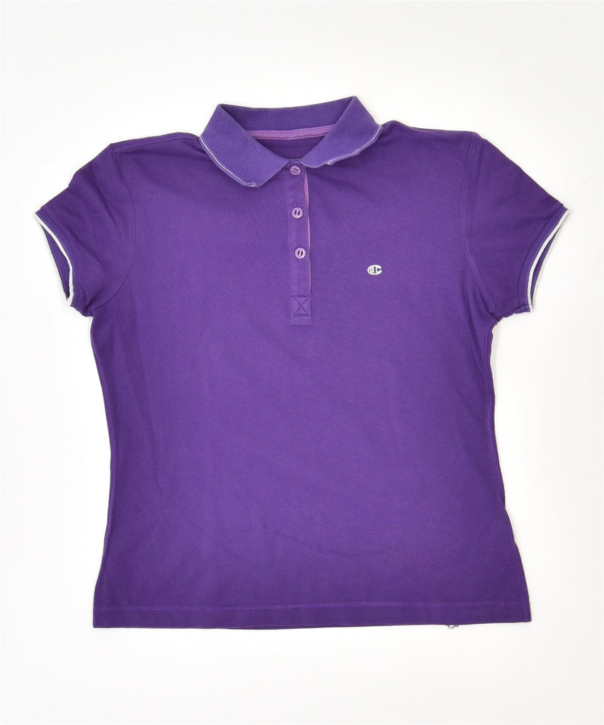 CHAMPION Womens Polo Shirt UK 12 Medium Purple | Vintage | Thrift | Second-Hand | Used Clothing | Messina Hembry 