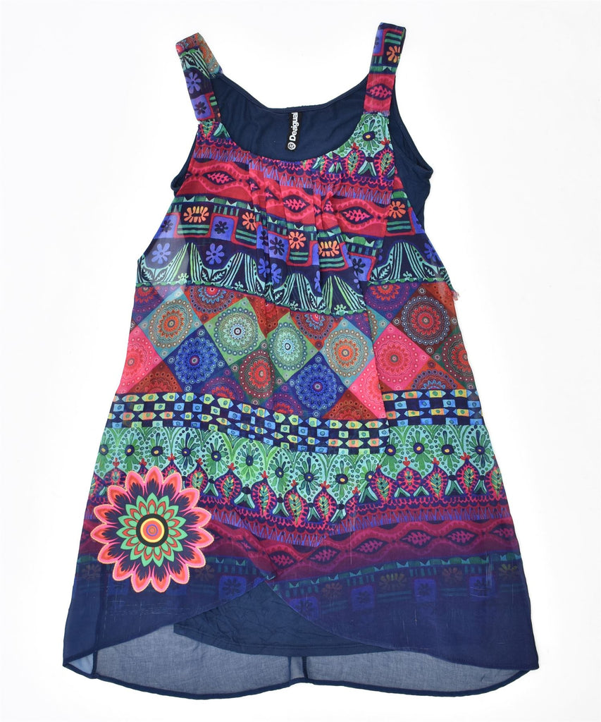 DESIGUAL Womens Sundress IT 38 Small Blue Fair Isle Polyester | Vintage | Thrift | Second-Hand | Used Clothing | Messina Hembry 