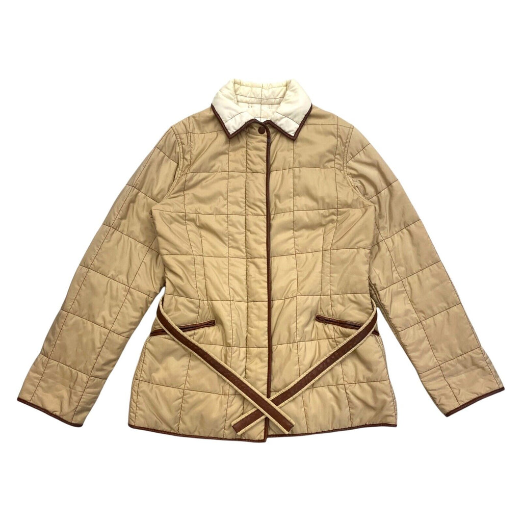 Fay Quilted Belted Jacket | Vintage High End Luxury Designer Beige VTG | Vintage Messina Hembry | Thrift | Second-Hand Messina Hembry | Used Clothing | Messina Hembry 