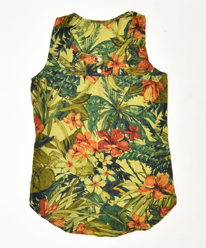 VINTAGE Womens Graphic Vest Top UK 12 Medium Multicoloured Floral | Vintage | Thrift | Second-Hand | Used Clothing | Messina Hembry 