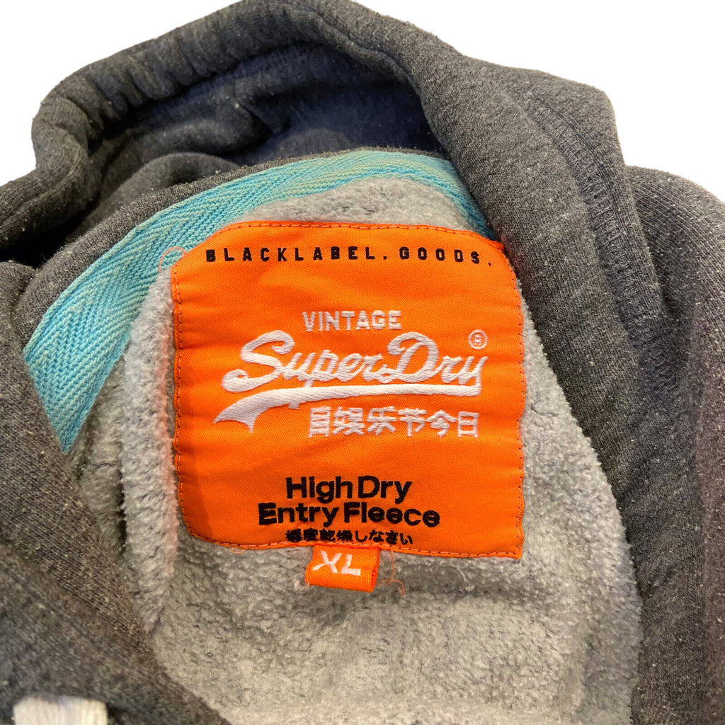 Superdry High Dry Entry Fleece Hoodie | Vintage Designer Grey Hoody XL VTG | Vintage Messina Hembry | Thrift | Second-Hand Messina Hembry | Used Clothing | Messina Hembry 