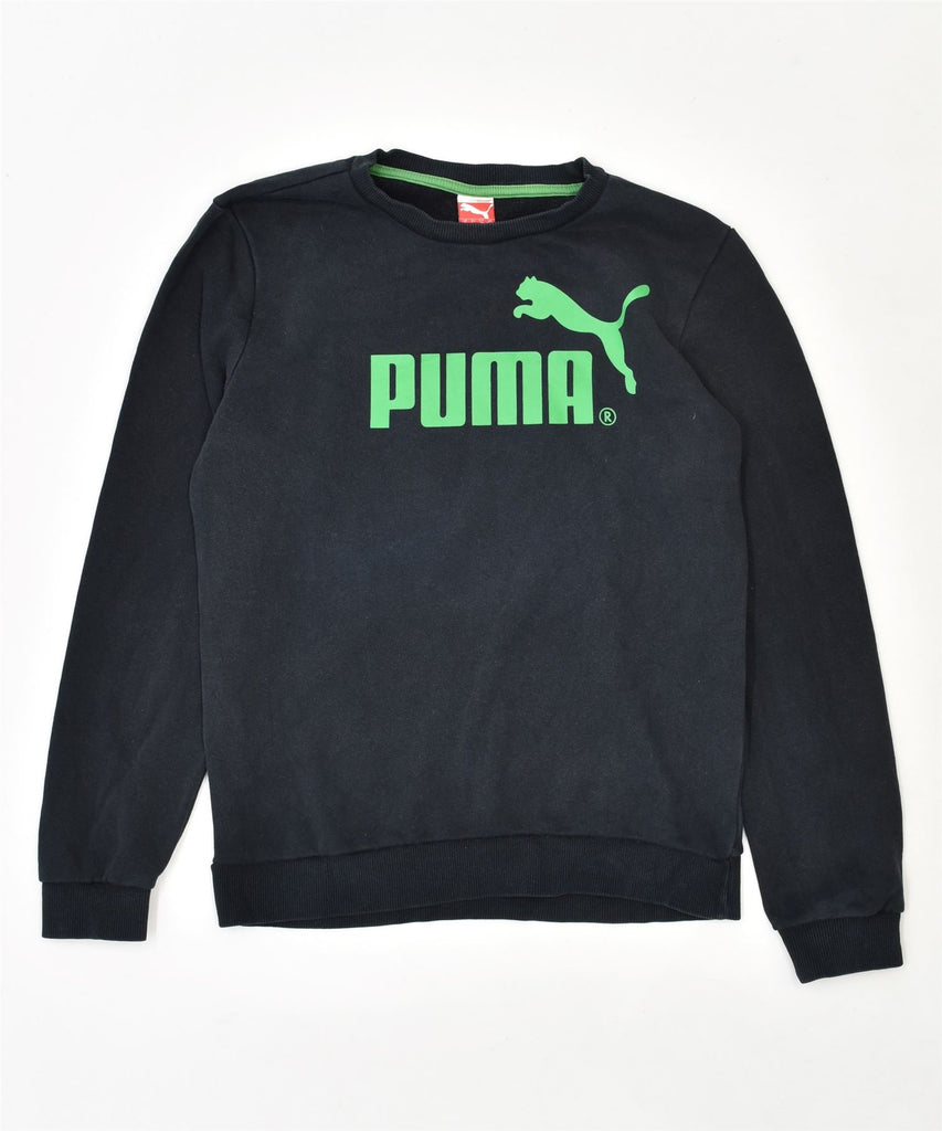 PUMA Boys Graphic Sweatshirt Jumper 13-14 Years UK 32/34 Navy Blue Cotton | Vintage | Thrift | Second-Hand | Used Clothing | Messina Hembry 