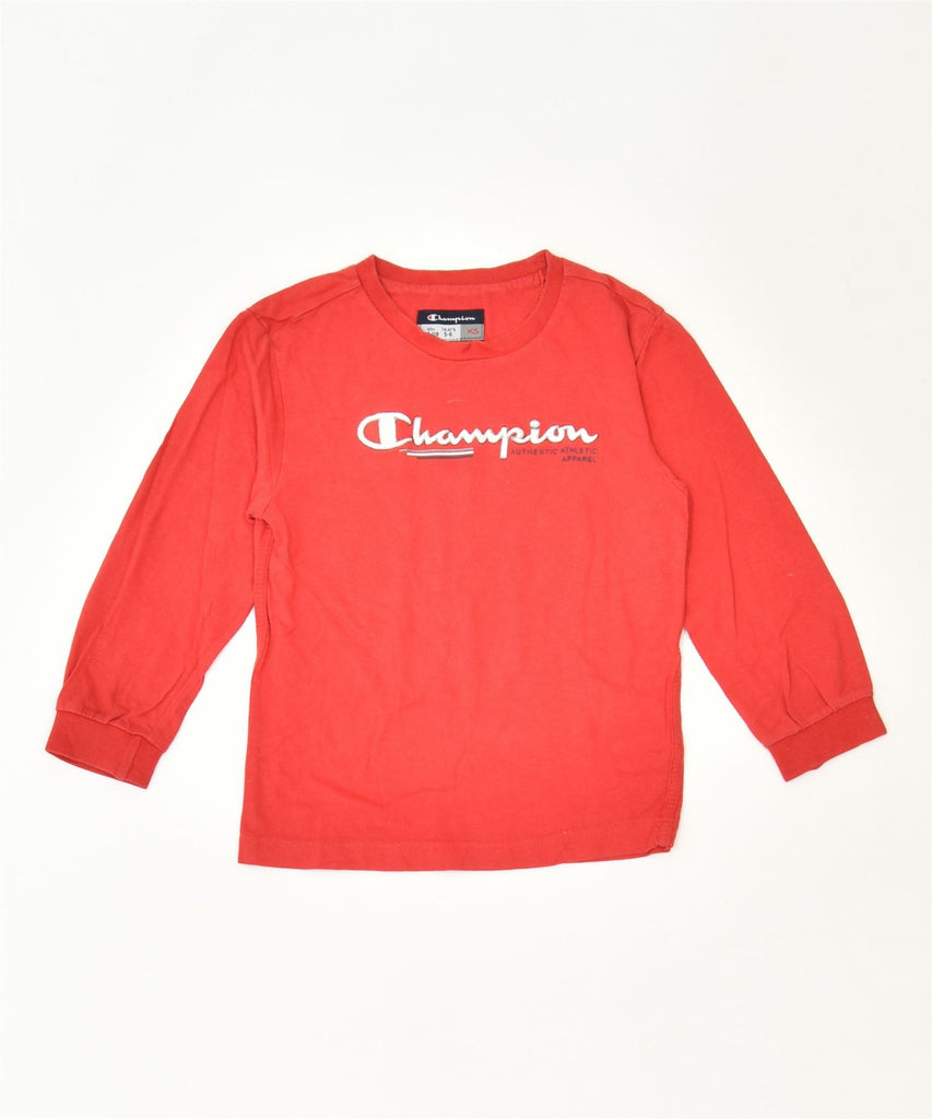 CHAMPION Boys Graphic Top Long Sleeve 5-6 Years XS Red | Vintage | Thrift | Second-Hand | Used Clothing | Messina Hembry 