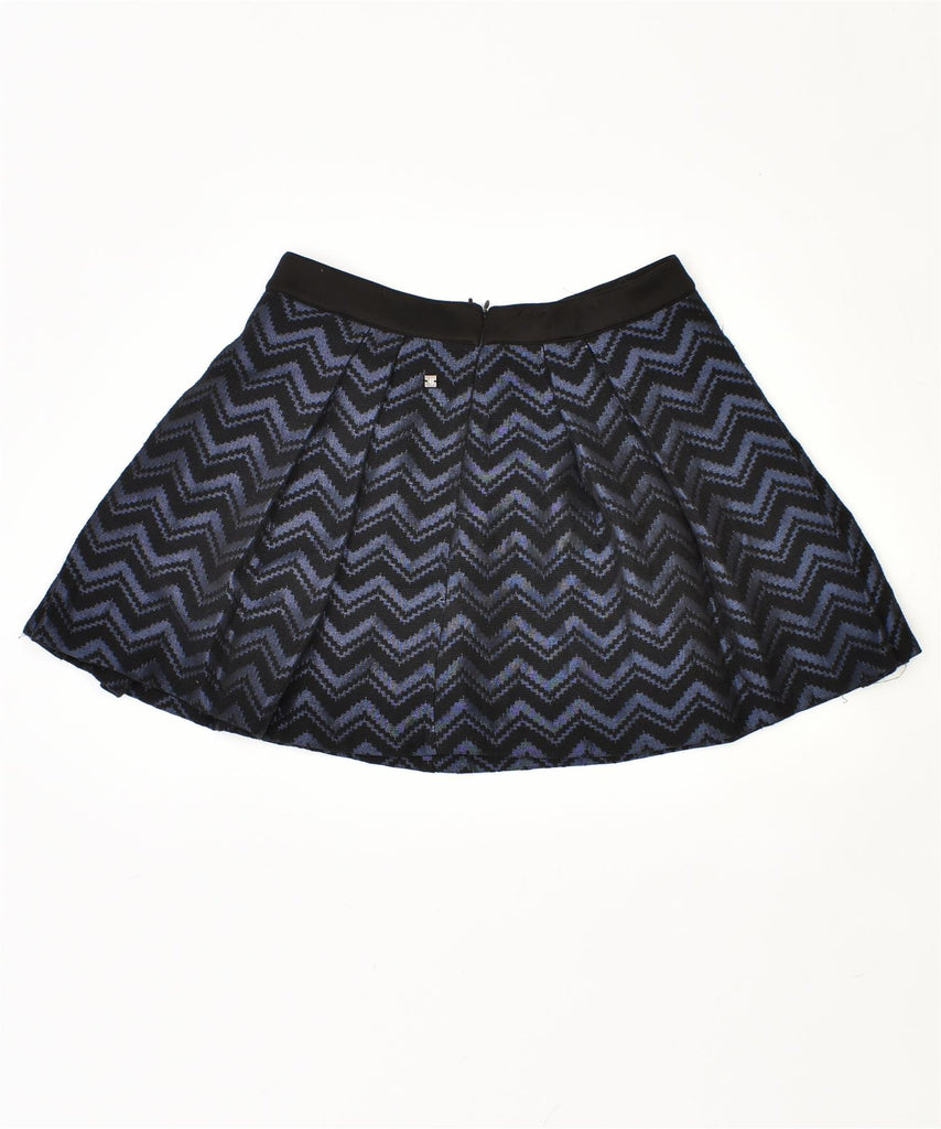TRUSSARDI Womens Pleated Skirt IT 42 Medium W29 Black Chevron Polyester | Vintage | Thrift | Second-Hand | Used Clothing | Messina Hembry 