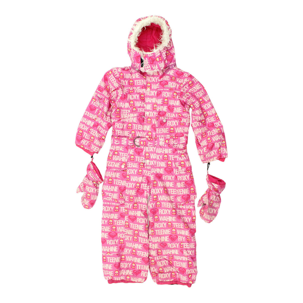 Roxy Girls Pink Hooded Ski Suit + Gloves | Winter Sportswear Kids Snowsuit VTG | Vintage Messina Hembry | Thrift | Second-Hand Messina Hembry | Used Clothing | Messina Hembry 