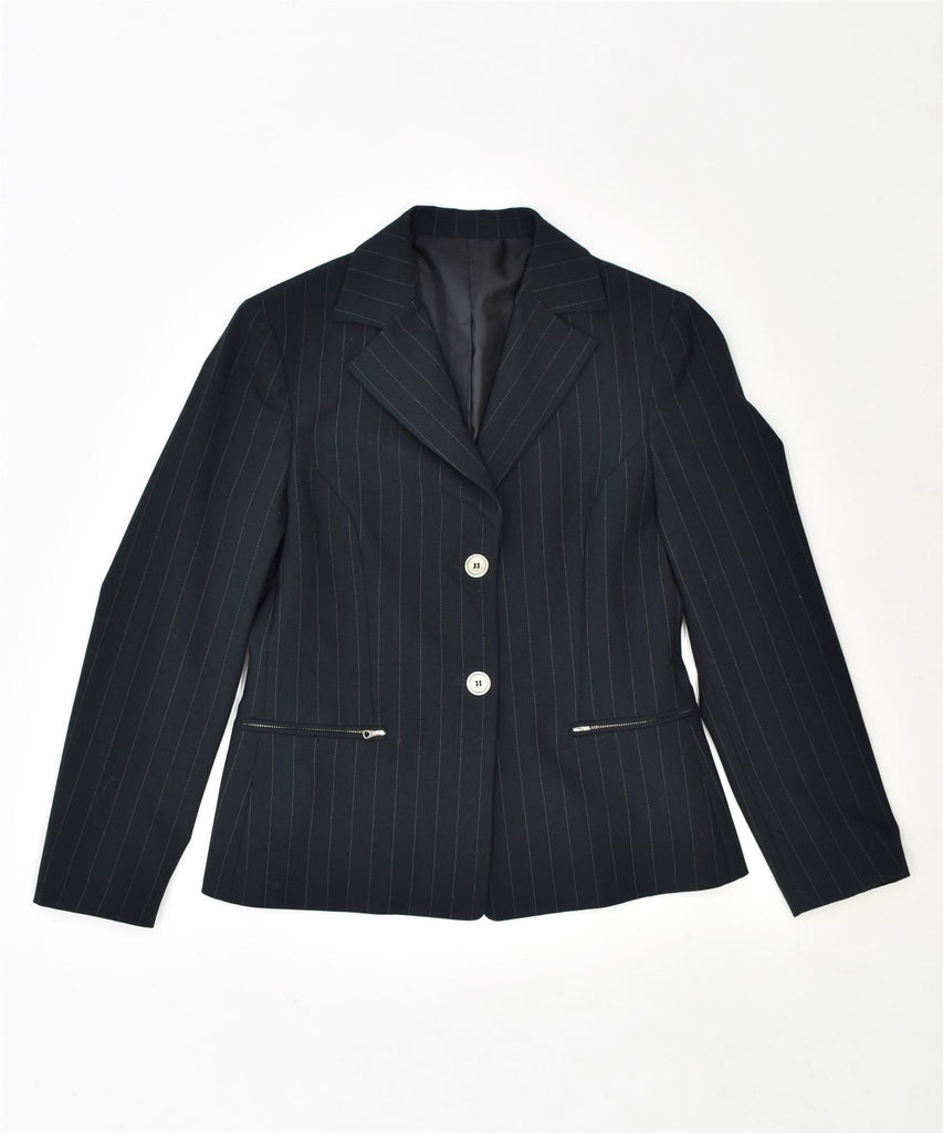 VINTAGE Womens 2 Button Blazer Jacket IT 44 Medium Navy Blue Polyester | Vintage | Thrift | Second-Hand | Used Clothing | Messina Hembry 