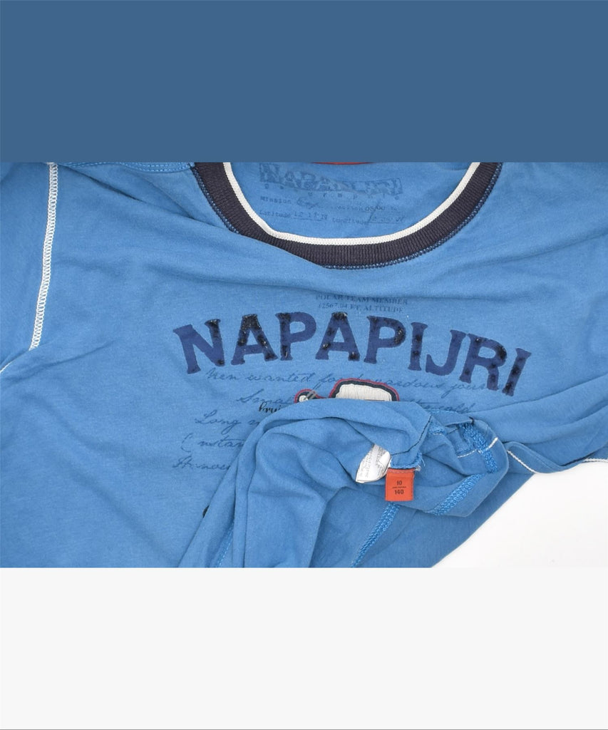 NAPAPIJRI Boys Graphic Top Long Sleeve 9-10 Years Blue Cotton | Vintage | Thrift | Second-Hand | Used Clothing | Messina Hembry 