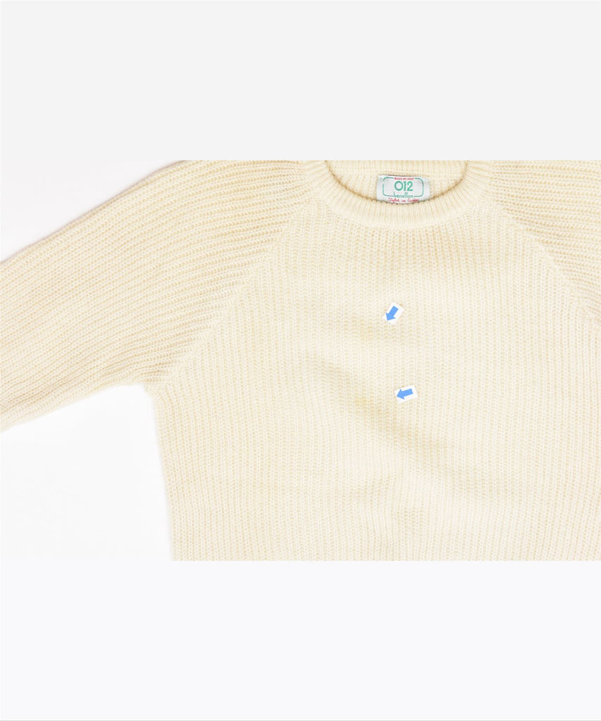 BENETTON Girls Crew Neck Jumper Sweater 12-13 Years Medium Off White Wool | Vintage | Thrift | Second-Hand | Used Clothing | Messina Hembry 