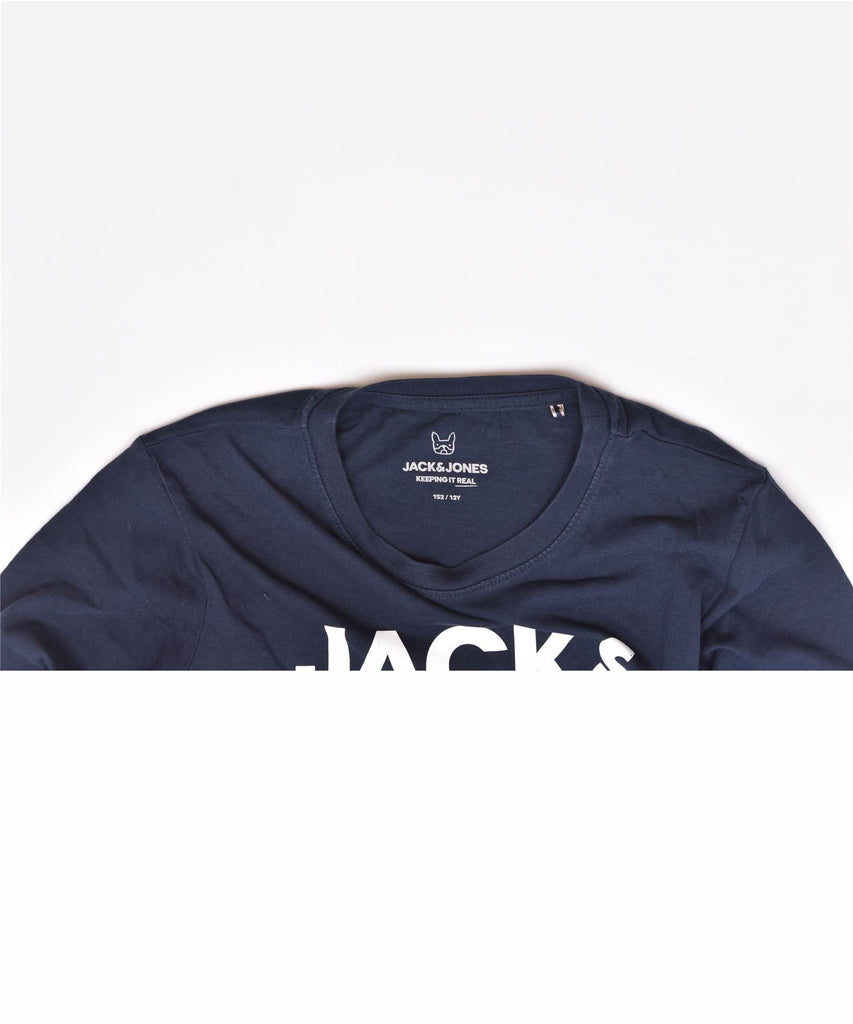 JACK & JONES Boys Graphic T-Shirt Top 11-12 Years Navy Blue | Vintage | Thrift | Second-Hand | Used Clothing | Messina Hembry 