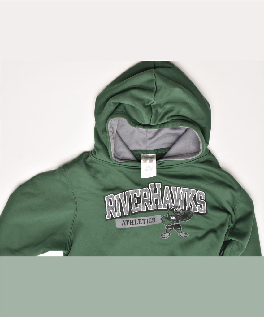 RUSSELL ATHLETIC Boys Graphic Hoodie Jumper 10-11 Years Large Green | Vintage | Thrift | Second-Hand | Used Clothing | Messina Hembry 