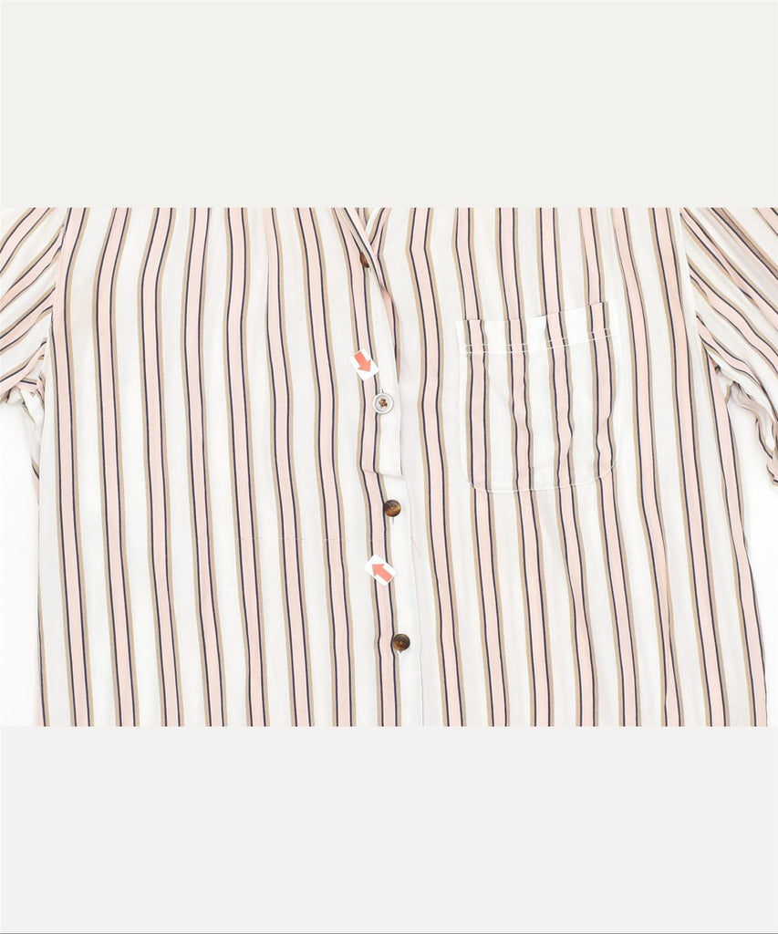 STEFANEL Womens Loose Fit Shirt UK 10 Small White Striped | Vintage | Thrift | Second-Hand | Used Clothing | Messina Hembry 